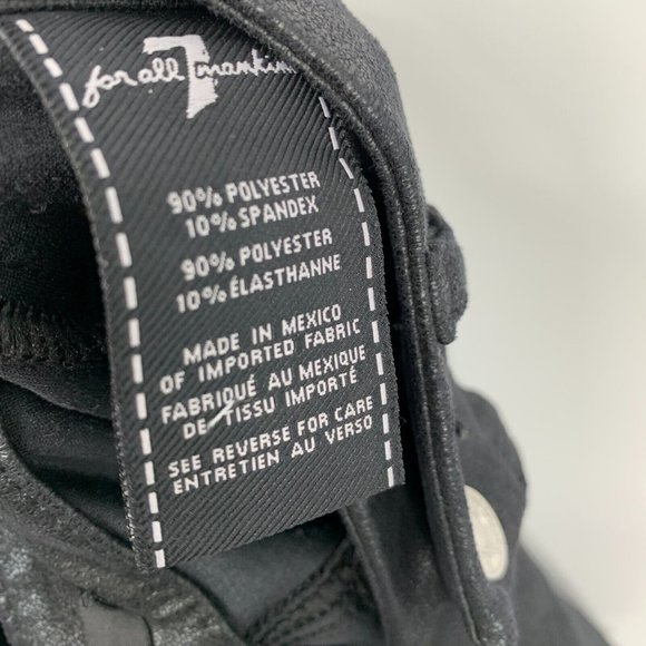 7 For All Mankind Pants Black Knee Seam Crackle Leather Skinny - Picture 7 of 11